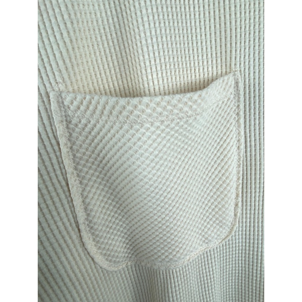 Falls Creek Women Shirt 2X Waffle Knit Button Down Cream Thermal Shacket Pockets - Picture 8 of 10